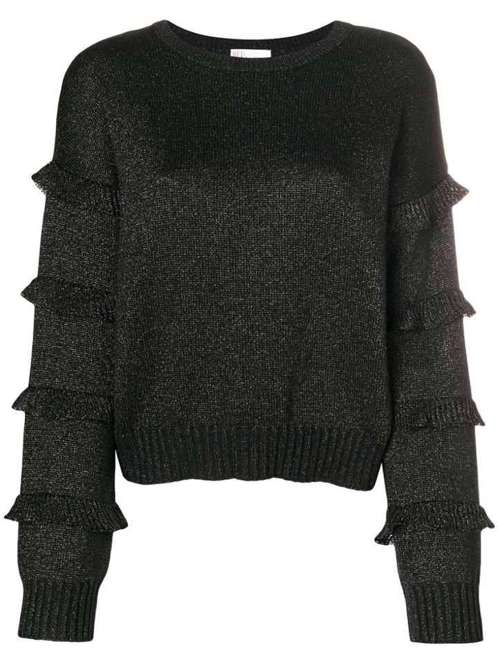 Red Valentino Ruffle Trim Knitted Jumper - Black