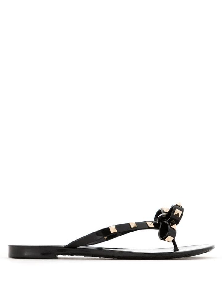 Valentino Valentino Garavani Rockstud Bow Thong Slides - Black