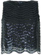 Alice+olivia Sequin Embellished Mesh Top - Blue