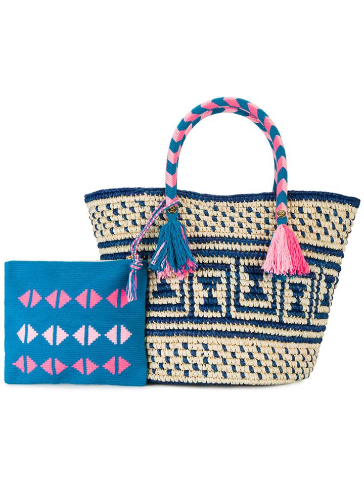 Yosuzi Manya Woven Tote With Pouch - Nude & Neutrals