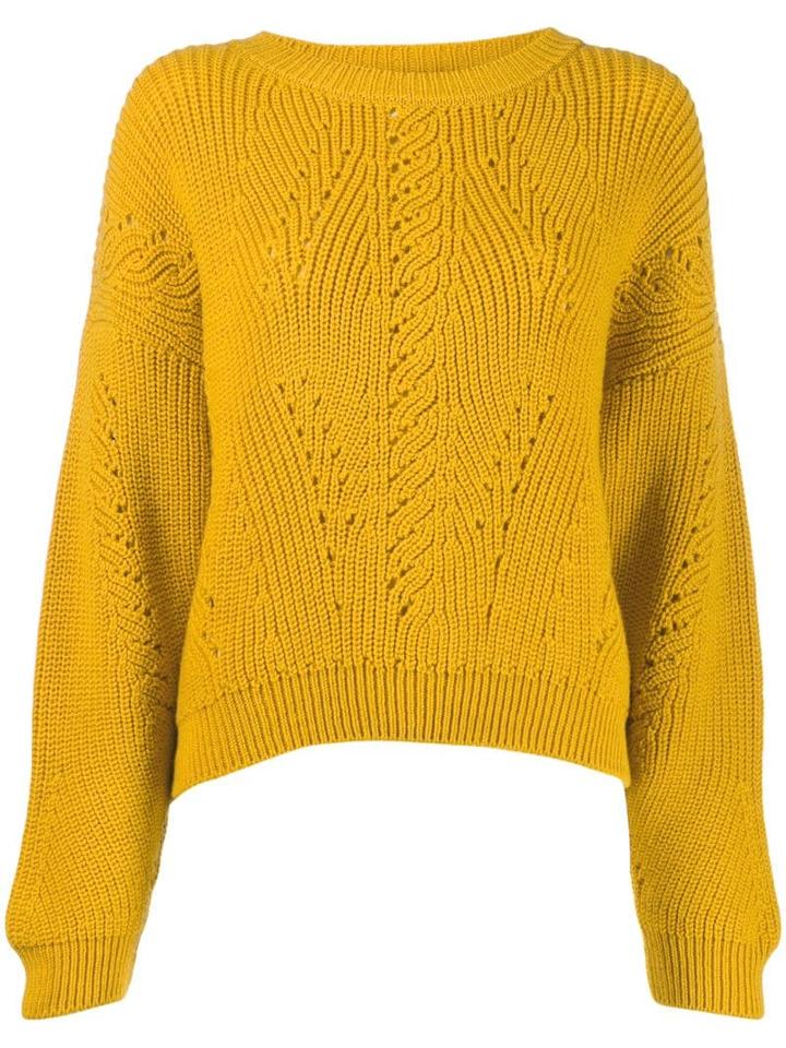 Alberta Ferretti Cut-out Detail Knit Sweater - Yellow