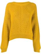 Alberta Ferretti Cut-out Detail Knit Sweater - Yellow
