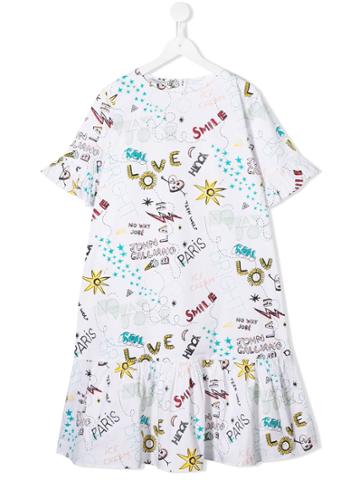 John Galliano Kids Graffiti Print Dress - White