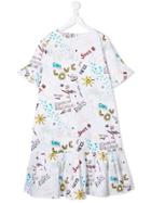 John Galliano Kids Graffiti Print Dress - White