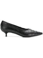 Sonia Rykiel Striped Pointed Kitten Heel Pumps - Black