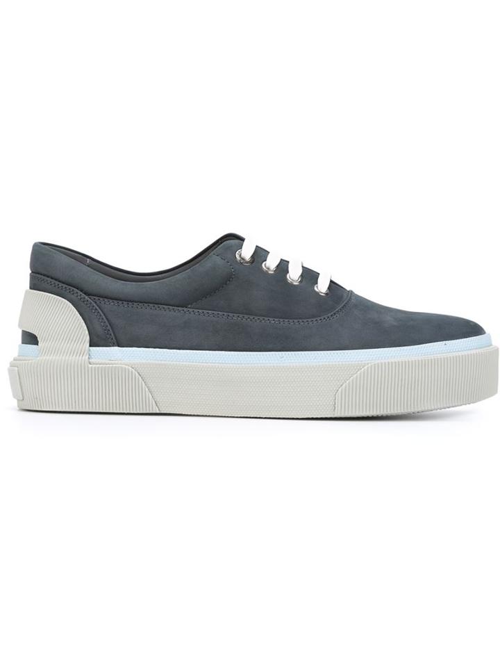 Lanvin Low Sneakers, Men's, Size: 11, Blue, Rubber/suede