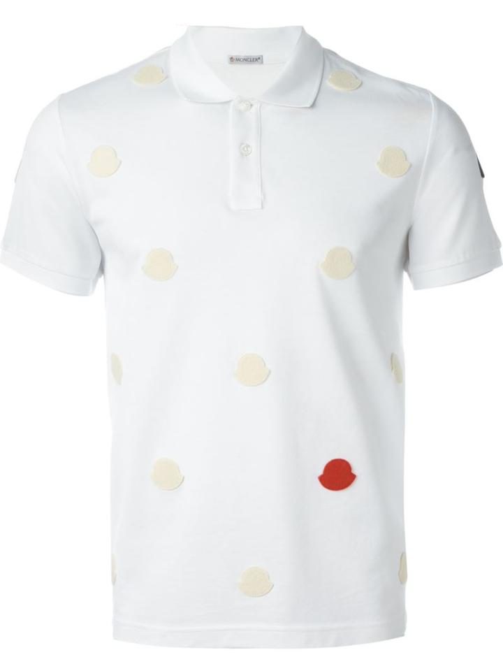 Moncler Logo Polo Shirt, Men's, Size: L, White, Cotton/polyester