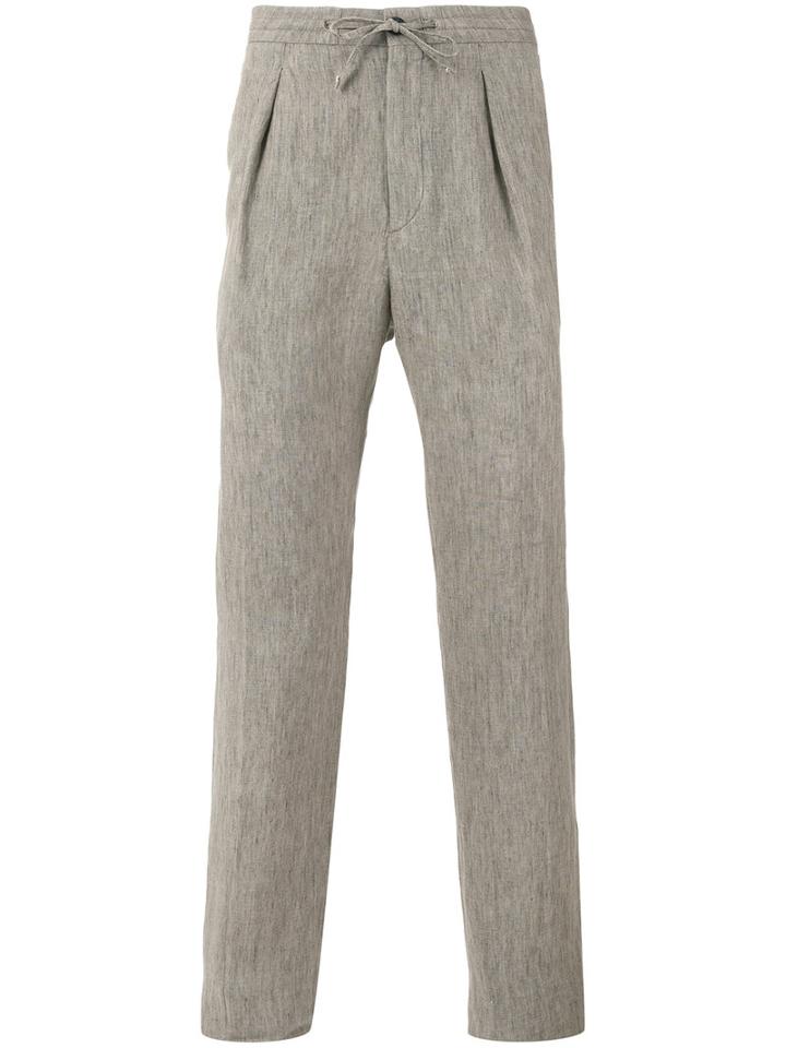 Ermenegildo Zegna - Drawstring Trousers - Men - Linen/flax - 54, Nude/neutrals, Linen/flax