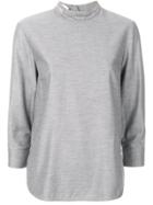Barba High Collar Blouse - Grey