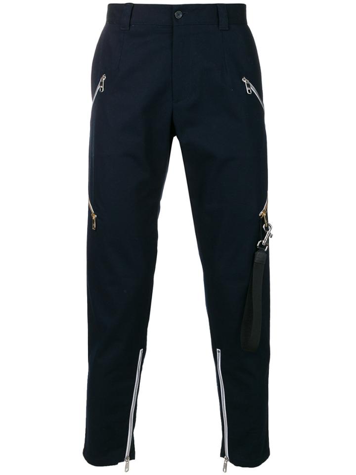 Dolce & Gabbana Zip Detail Tapered Trousers - Blue