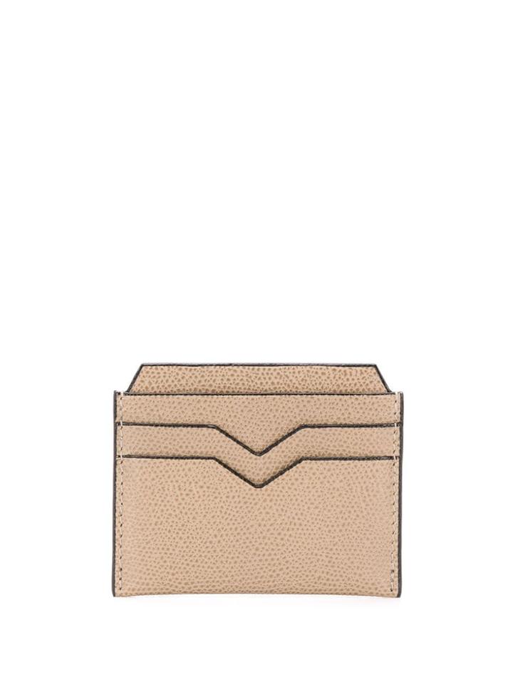 Valextra V-detail Leather Card Holder - Neutrals