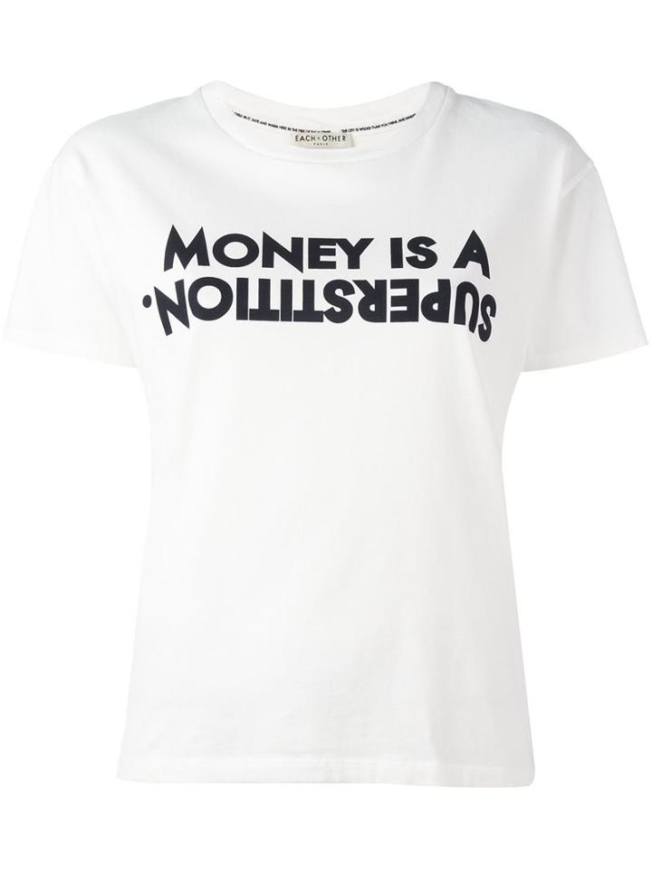 Each X Other 'money Is A Superstition' T-shirt, Women's, Size: Medium, White, Cotton