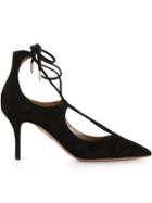 Aquazzura Christy 75 Pumps, Women's, Size: 39.5, Black, Leather/suede