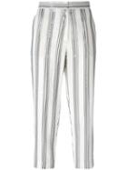 Brunello Cucinelli Striped Cropped Trousers, Women's, Size: 40, White, Silk/polyamide/polyester/acetate