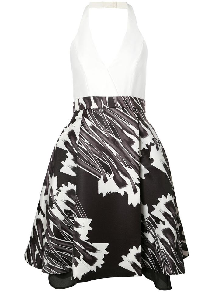 Halston Heritage - Flared Halter-neck Dress - Women - Polyester - 4, White, Polyester