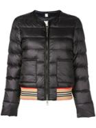 Burberry Icon Stripe Detail Down-filled Puffer Jacket - Black