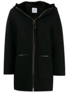Agnona Hooded Zip-up Coat - Black