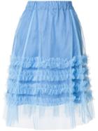 P.a.r.o.s.h. Ruffle Tulle A-line Skirt - Blue
