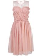 P.a.r.o.s.h. Frill Tulle Midi Dress - Nude & Neutrals