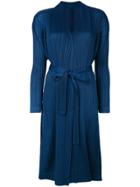 Pleats Please By Issey Miyake Long Belted Cardigan - Blue