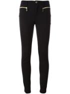 Versace Jeans Zip Detail Skinny Trousers, Women's, Size: 40, Black, Cotton/polyamide/polyester/modal