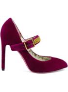 Gucci Crystal Embellished Mary-jane Pumps - Pink & Purple