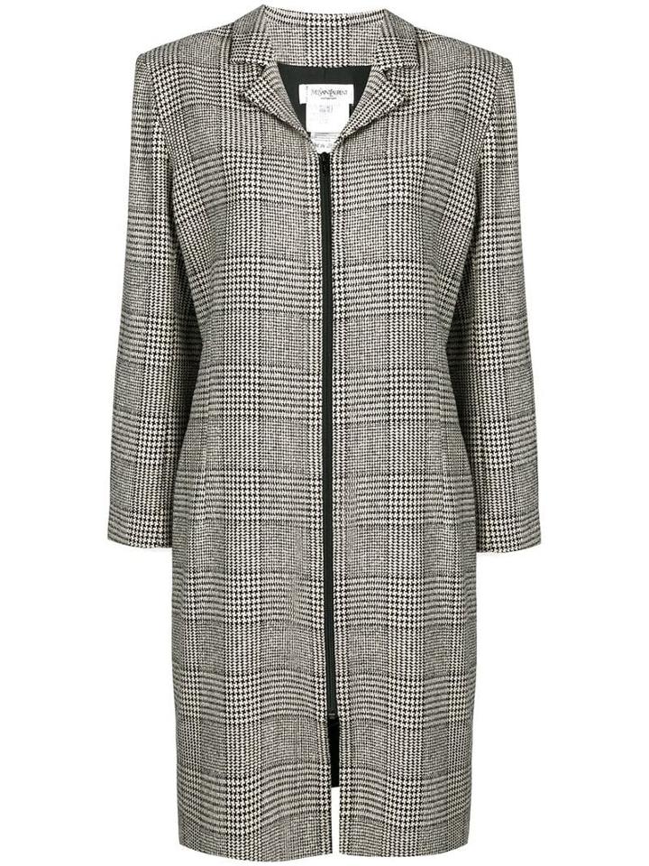 Yves Saint Laurent Pre-owned 1980s Houndstooth Coat - Black