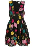 Alice+olivia Becca Embroidered Floral Dress - Black