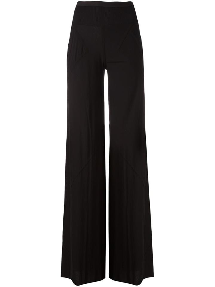 Rick Owens Lilies Ribbed Accent Wide Trousers - Black