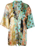 Ermanno Gallamini Printed Kimono, Women's, Size: Large, Yellow/orange, Silk