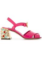 Dolce & Gabbana Embellished Heel Sandals - Pink & Purple