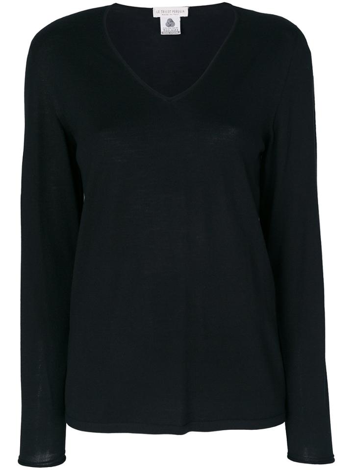 Le Tricot Perugia Scoop Neck Top - Black
