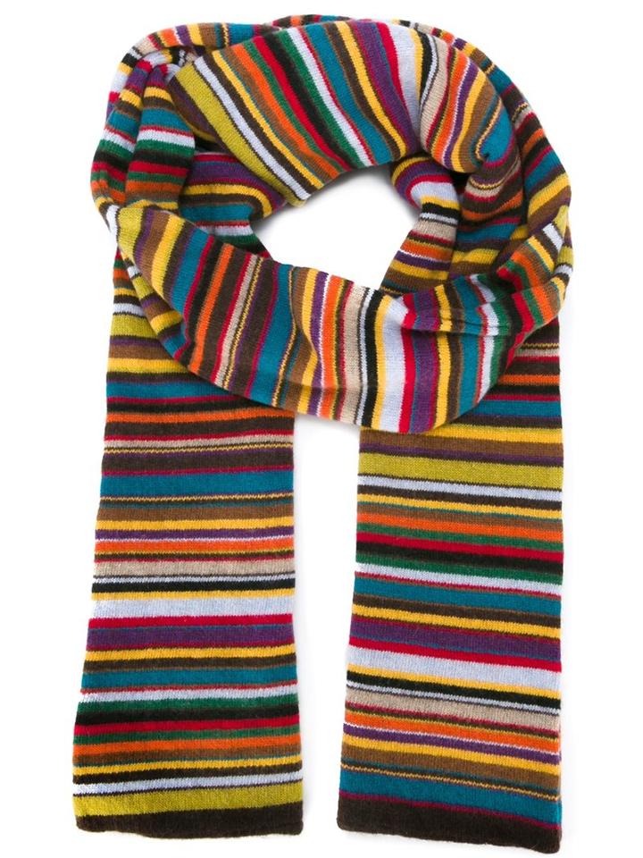 Paul Smith Striped Scarf, Men's, Yellow/orange, Nylon/viscose/cashmere/wool