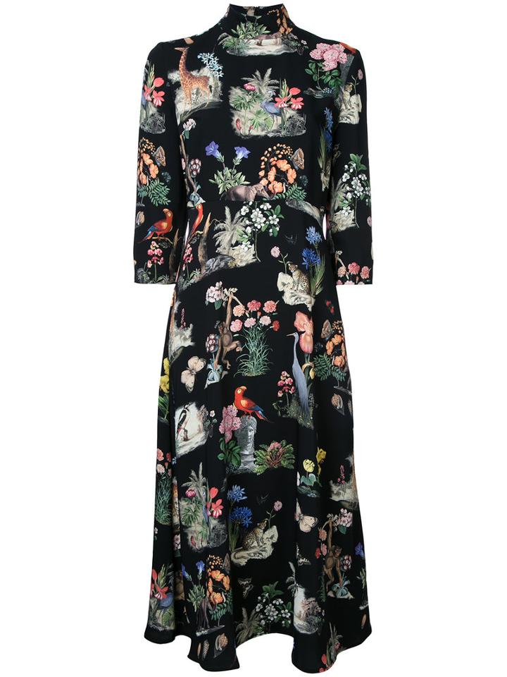 Vivetta Nature Print Dress, Women's, Size: 40, Black, Polyester