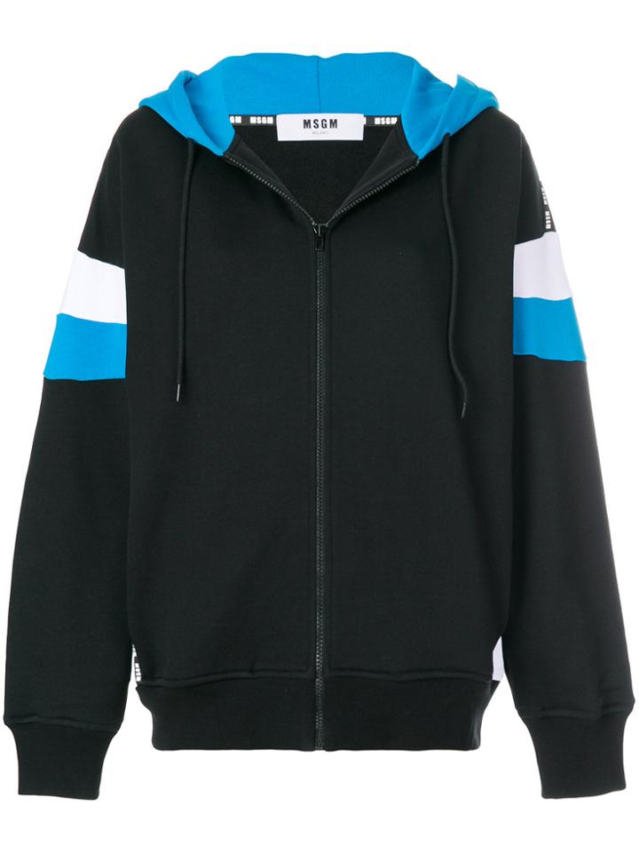 Msgm Armband Zip-up Hoodie - Black