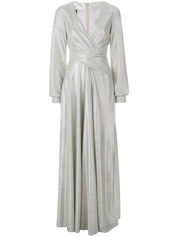 Talbot Runhof Metallic Pleated Gown
