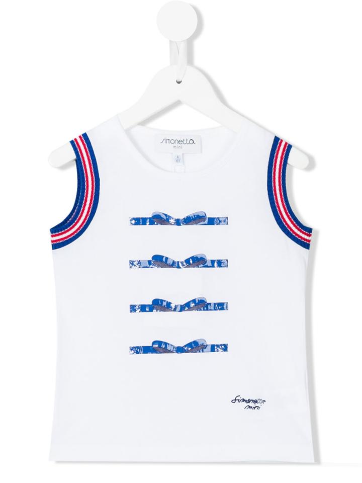 Simonetta - Bow Detail Tank Top - Kids - Cotton/spandex/elastane - 3 Yrs, White