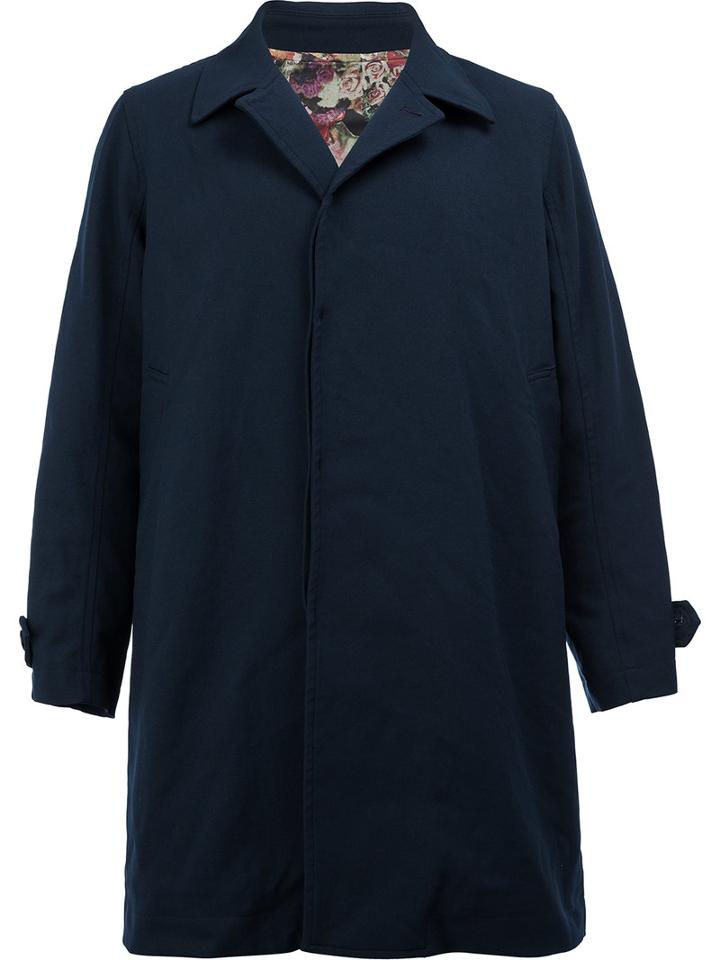 Undercover Concealed Placket Coat, Men's, Size: 3, Blue, Cotton/polyester