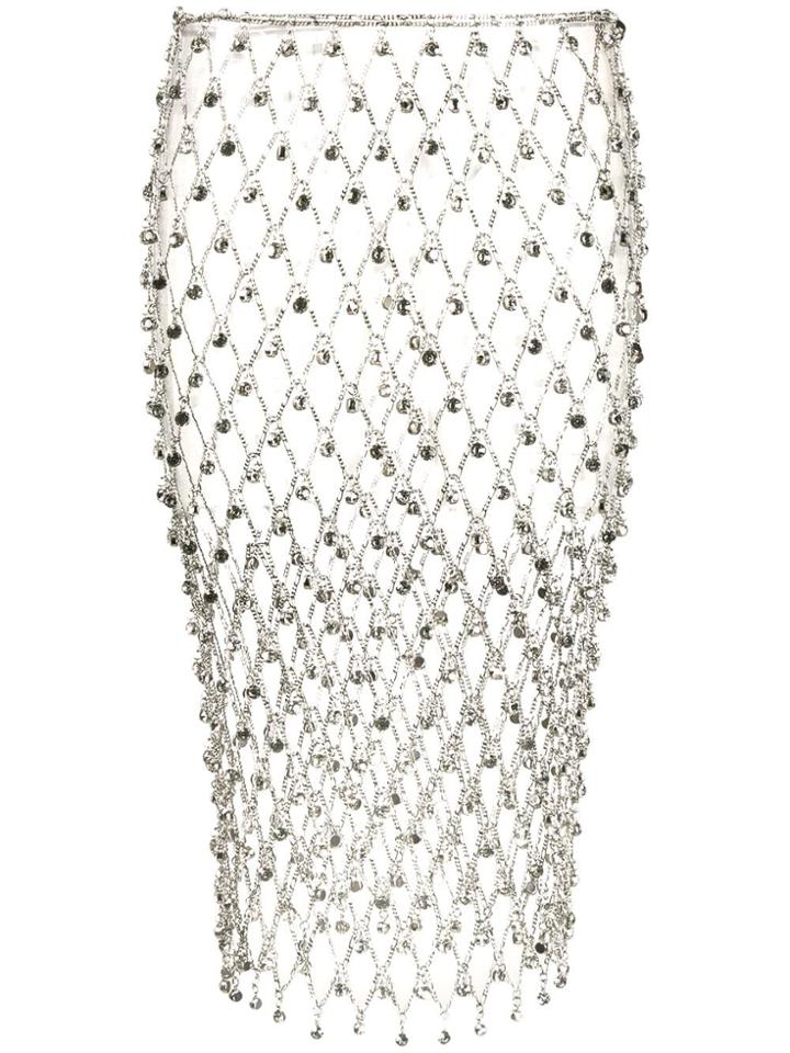 Paco Rabanne Rhinestone Chain Mesh Skirt - Silver