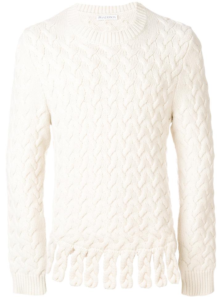Jw Anderson Fringe Chunky Jumper - White