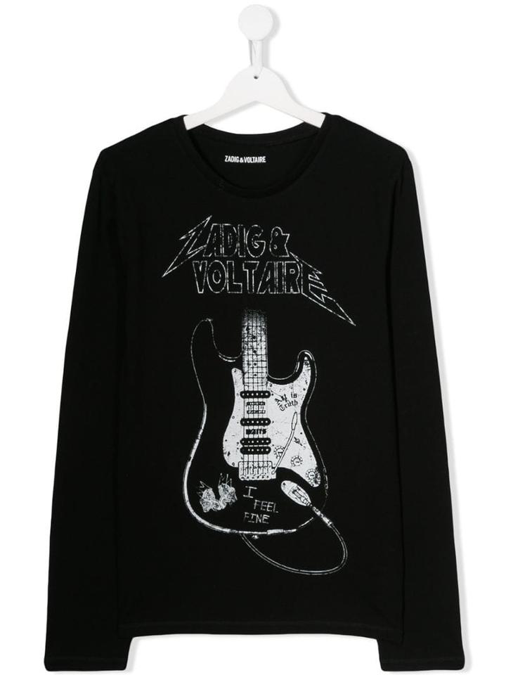 Zadig & Voltaire Kids Guitar Print T-shirt - Black