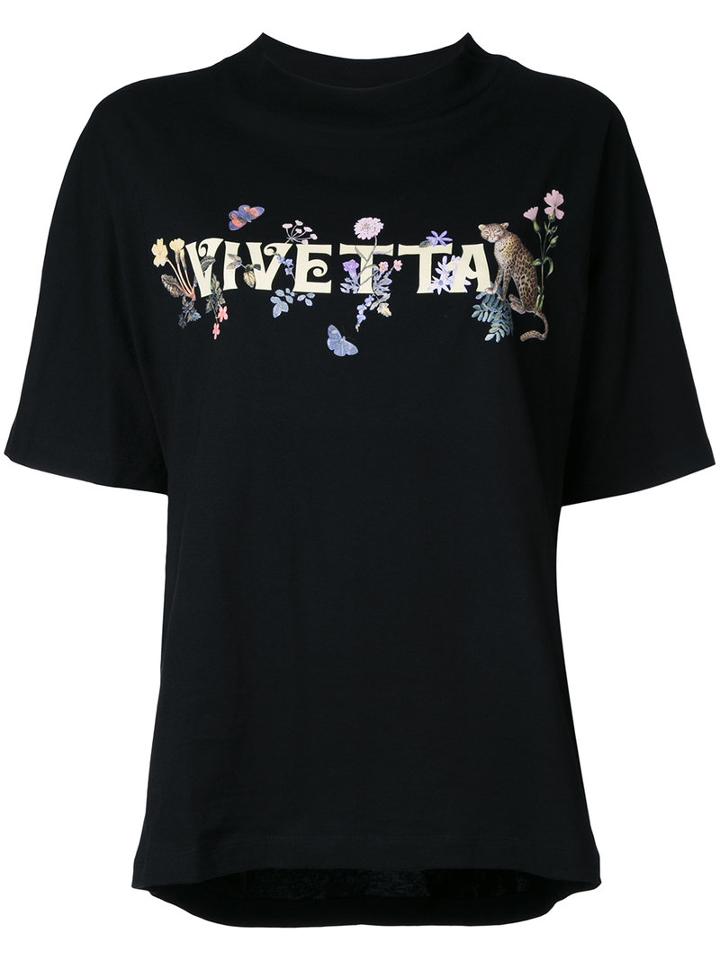 Vivetta Logo Print T-shirt, Women's, Size: 40, Black, Cotton