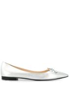 Prada Logo Pointed Ballerinas - Silver