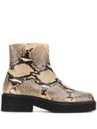 Marni Snake-effect Ankle Boots - Neutrals