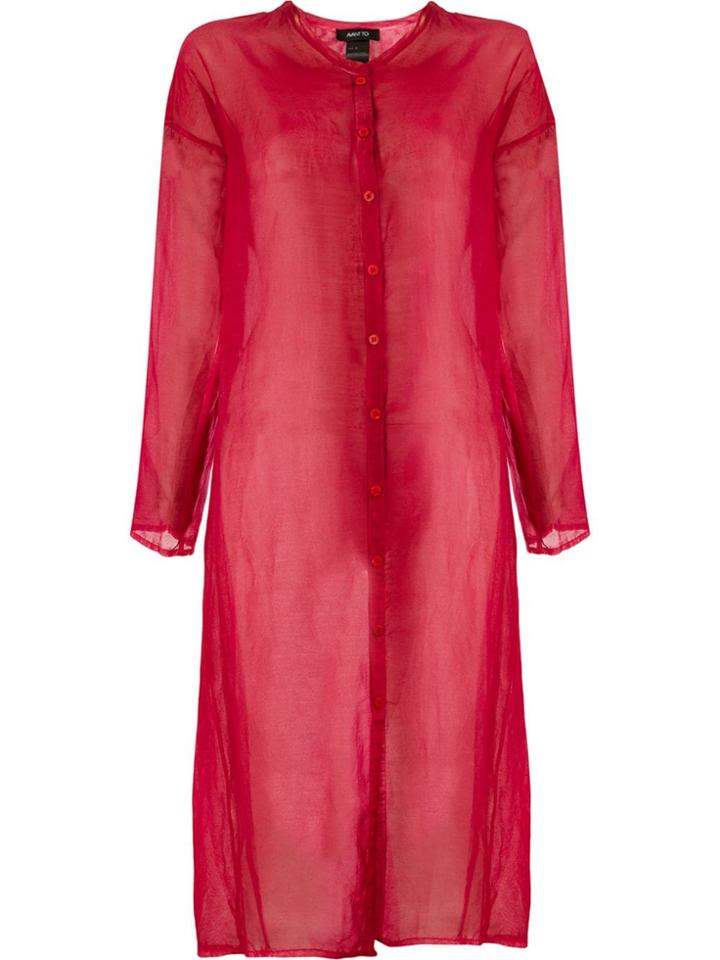 Avant Toi Oversized Sheer Jacket - Red