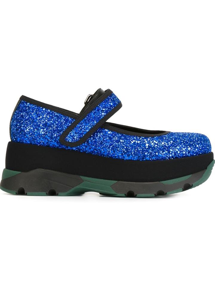 Marni Glitter Platform Ballerinas