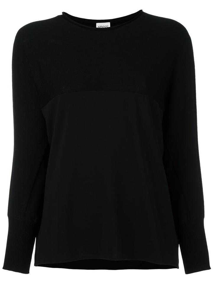 Armani Collezioni Two-tone Jumper, Women's, Size: 40, Black, Spandex/elastane/viscose/wool