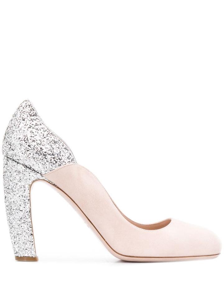 Miu Miu Glitter Embellished Pumps - Neutrals