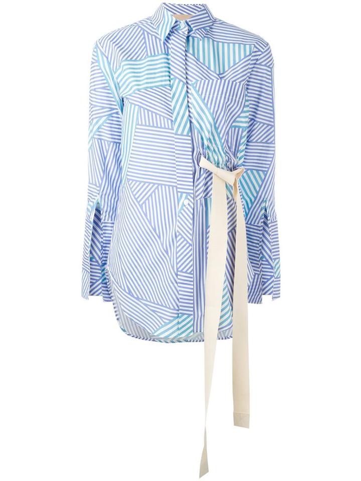 Erika Cavallini Payton Belted Blouse, Women's, Size: 42, Blue, Cotton