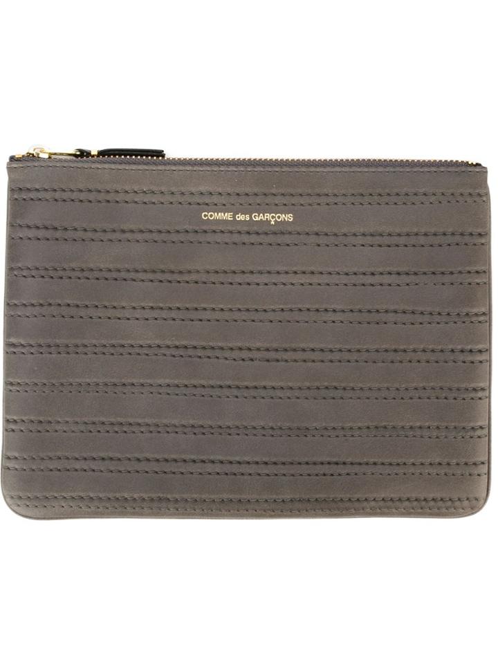 Comme Des Garçons Wallet 'embossed Stitch' Purse - Grey